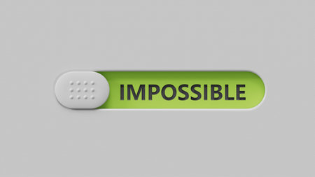 Flat lay view from above on green background with slide switch buttons. IT technology concept. 3D...