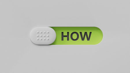 the word spelled out using slide switch. Education concept.3D rendering on green background.