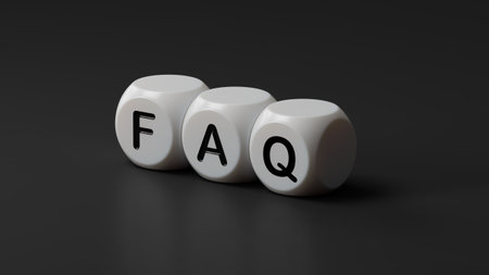faq word written on wooden dice with copy space.close up of wooden dice,Business Concept.3D rendering on black background.の写真素材