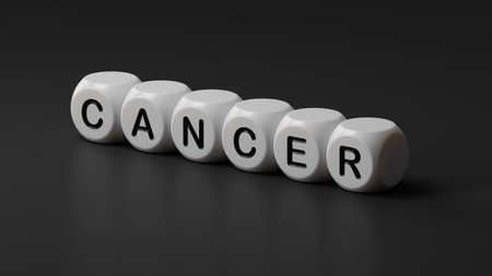 Text on wooden dice. Square wood blocks. Top view, flat lay. Close up of wooden dice. 3D rendering on black background.の写真素材