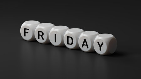 word concept. wooden dice, notepad, pen and business charts.close up of wooden dice, Business Concept.3D rendering on black background.の写真素材