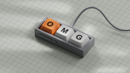 Computer keyboard keys form the word OMG. Concept of the word OMG - expression in communication of...