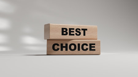 Best choice symbol. wooden blocks with words Best choice. Business and Best choice concept.Copy...
