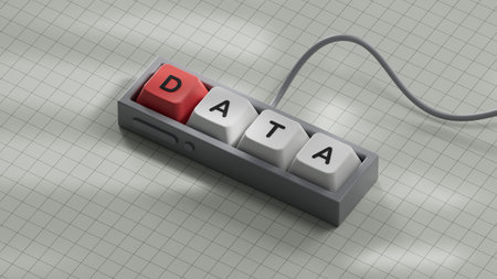 data.Computer keyboard keys spelling.Flat lay view from above on computer keyboard keys buttons.IT...