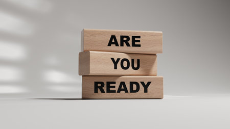 Are you ready symbol. Concept word Are you ready. Business and Are you ready concept.Copy space.3D...