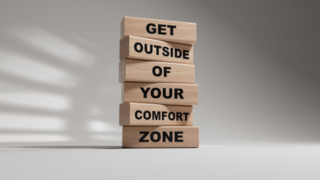 Get outside of your comfort zone symbol. Concept words Get outside of your comfort zone on wooden...