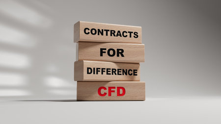 The word CFD on wood cubes. CFD - short for Contracts For Difference. Business and finance...