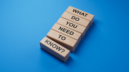 What do You need to Know symbol. wooden blocks with words What do You need to Know.Business and What do You need to Know. Copy space.3D rendering on blue background.の写真素材