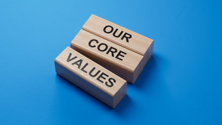 Our core values symbol. Concept words Our core values on wooden blocks.Business and Our core values...