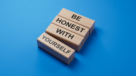 Be honest with Yourself symbol. wooden blocks with words Be honest with Yourself. Be honest with...