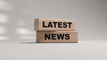 Latest News symbol. wooden blocks with words 'Latest News'. wooden blocks. Copy space.3D rendering...