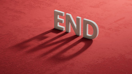 shadow of 3d characters spelling. Flat lay view from above on shadow of 3d characters buttons. IT technology concept. 3D rendering on red background.の写真素材