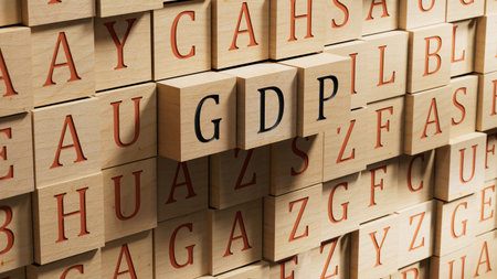 GDP. wooden blocks form word GDP. Concept of Gross Domestic Product GDP.3D rendering on wooden background.の写真素材