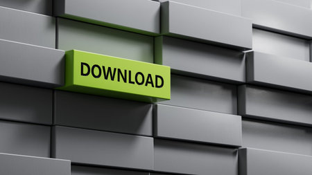 Minimalist Abstract Design With close up of metal blocks, 3D rendering on green background.