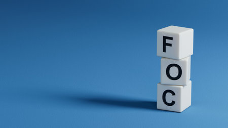 FOC - Business Acronym of Free of charge.3D rendering on blue background.の写真素材