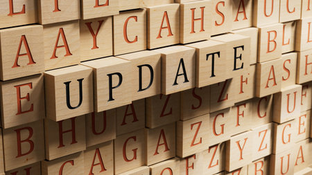 wooden blocks with word update. Investment in life insurance and healthcare concept.close up of...
