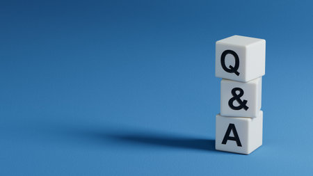 QA Question answer. The wooden elements form the word QA Question answer. Business The concept of QA Question answer is applied in various fields of human activity.3D rendering on blue background.の写真素材
