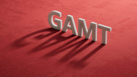 shadow of 3d charcaters with the word gamt. Care concept.close up of shadow of 3d...