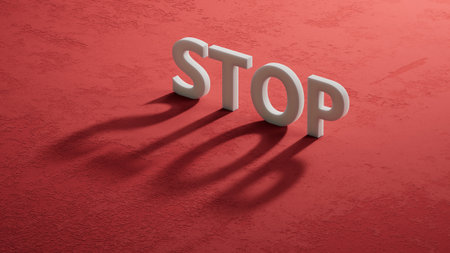 3D illustration of shadow of 3d characters. Close up of shadow of 3d characters, 3D rendering on red background.の写真素材