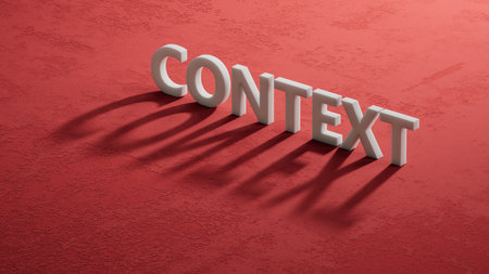 shadow of 3d characters with text CONTEXT. financial market. financing. close up of shadow of 3d characters. 3D rendering on red background.の写真素材