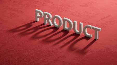 Word with letters on blocks on table. or sales business concept.3D rendering on red background.の写真素材