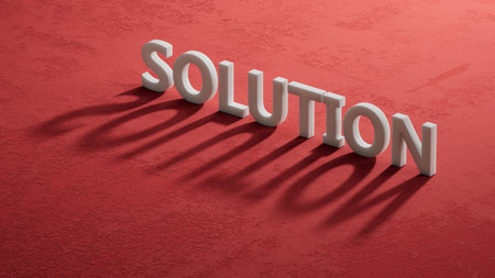 Solution.3D illustration of shadow of 3d charcaters.close up of shadow of 3d charcaters,3D rendering on red background.の写真素材