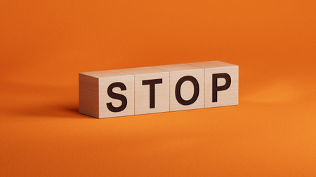 3D illustration of wooden cubes.close up of wooden cubes,3D rendering on orange background.