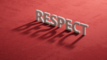 respect concept on shadow of 3d charcaters.close up of shadow of 3d charcaters,Business Concept.3D rendering on red background.の写真素材