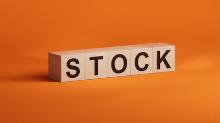 wooden cubes with STOCK business word.close up of wooden cubes,Business Concept.3D rendering on...