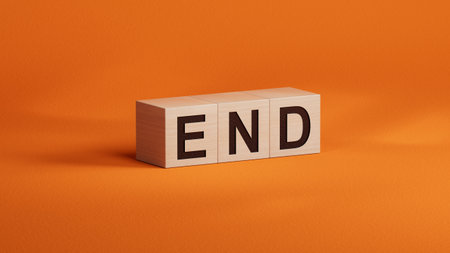 wooden cubes spelling.Flat lay view from above on wooden cubes buttons.IT technology concept.3D rendering on orange background.の写真素材