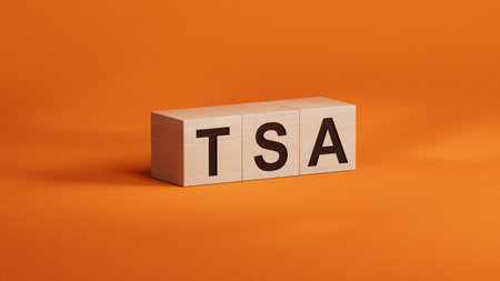 wooden cubes with text. Financial, Management, Economic.close up of wooden cubes,Business Concept.3D rendering on orange background.の写真素材