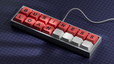 Time to business loan. Concept words 'business loan' on Computer keyboard keys. Business loan...