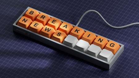 Breaking News symbol. Computer keyboard keys with words 'Breaking News'. Computer keyboard keys....