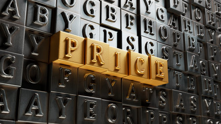 Price symbol. Movable type printing with word Price.Price concept. Copy space.close up of Movable...