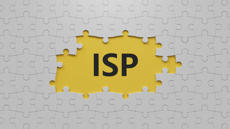 isp sign on The white puzzle pieces with missing pieces.close up of The white puzzle pieces with...