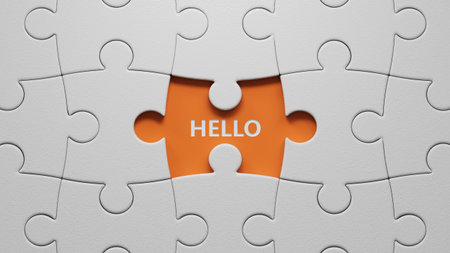 3D illustration of HELLO in English, using a sleek modern font. It symbolizes a warm welcome and friendly greeting, perfect for digital and print media.の写真素材