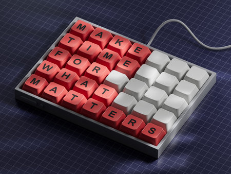 Important thing symbol. Computer keyboard keys with words Make time for what matters.Business and...