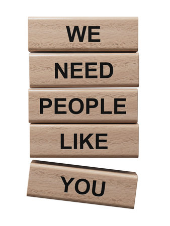Hiring symbol. wooden blocks with words We need People like You.Business and Hiring concept. Copy...