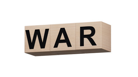 War. wooden cubes form the word War. Concept of war and special operations.Supports PNG files with transparent backgrounds.の写真素材