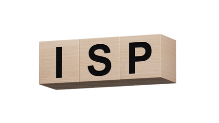 isp sign on wooden cubes.close up of wooden cubes,Business Concept.Supports PNG files with transparent backgrounds.の写真素材