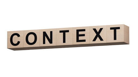 wooden cubes with text CONTEXT. close up of wooden cubes.