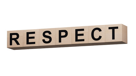 respect concept on wooden cubes. close up of wooden cubes. Supports PNG files with transparent...