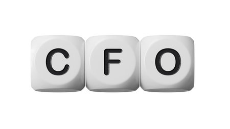 concept word CFO on wooden dice.close up of wooden dice,Business Concept.Supports PNG files with transparent backgrounds.の写真素材