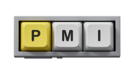 Computer keyboard keys with the letters PMI. PMI - short for Project Management Institute. Close up...