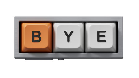 Bye - word concept. Minimalist Abstract Design. close up of Computer keyboard keys,Business Concept. Supports PNG files with transparent backgrounds.の写真素材