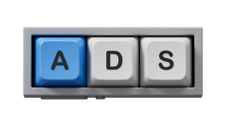 Computer keyboard keys with a word ADS, with space to copy the text.close up of Computer keyboard...