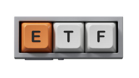 ETF - word concept on building blocks, text, letters.close up of Computer keyboard keys,Business...