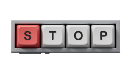 STOP.3D illustration of Computer keyboard keys.close up of Computer keyboard keys,Supports PNG files...