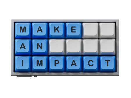Make an impact symbol. Concept word Make an impact on Computer keyboard keys.Business and Make an impact concept. Copy space.Supports PNG files with transparent backgrounds.の写真素材