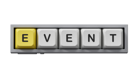 The word EVENT is written on Computer keyboard keys. Supports PNG files with transparent...
